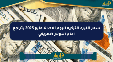 سعر الليرة التركية اليوم الأحد 4 مايو 2025 يتراجع أمام الدولار الأمريكي